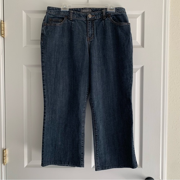 Venezia Denim - Venezia Women's Dark Blue Straight Cropped Jeans Wide Leg Preppy‎
